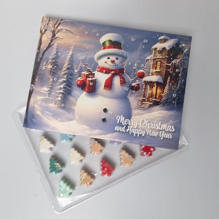 24 Cavity Christmas Tree ADVENT Wax Melt Clamshell - (SNOWMAN) NEW!
