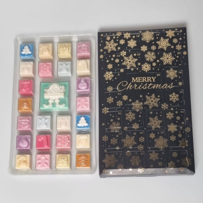 25 Cavity Christmas ADVENT Wax Melt Clamshell - Snowflakes (BLACK)