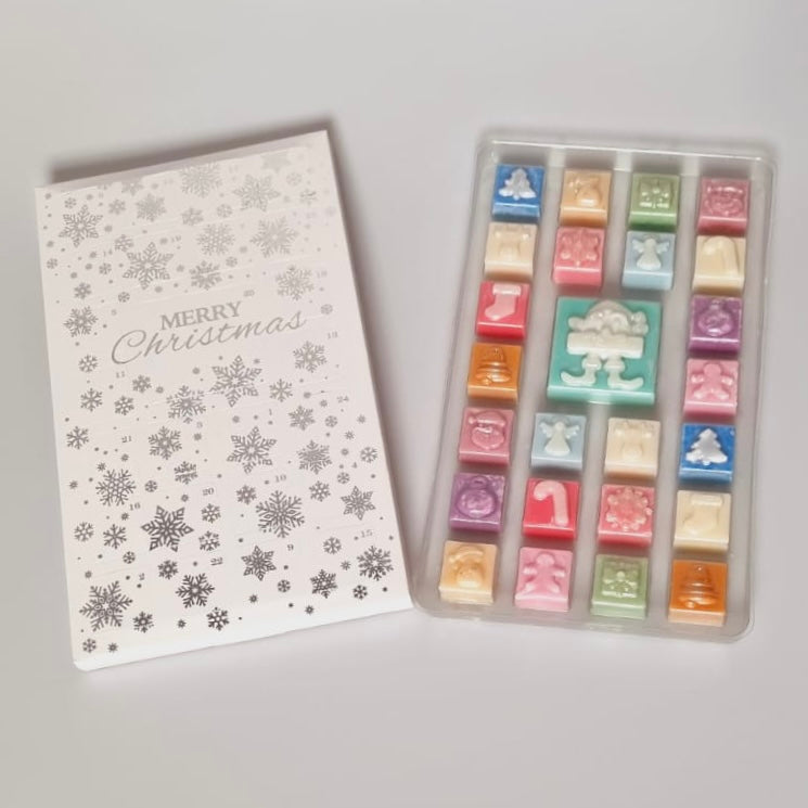 25 Cavity Christmas ADVENT Wax Melt Clamshell - Snowflakes (WHITE