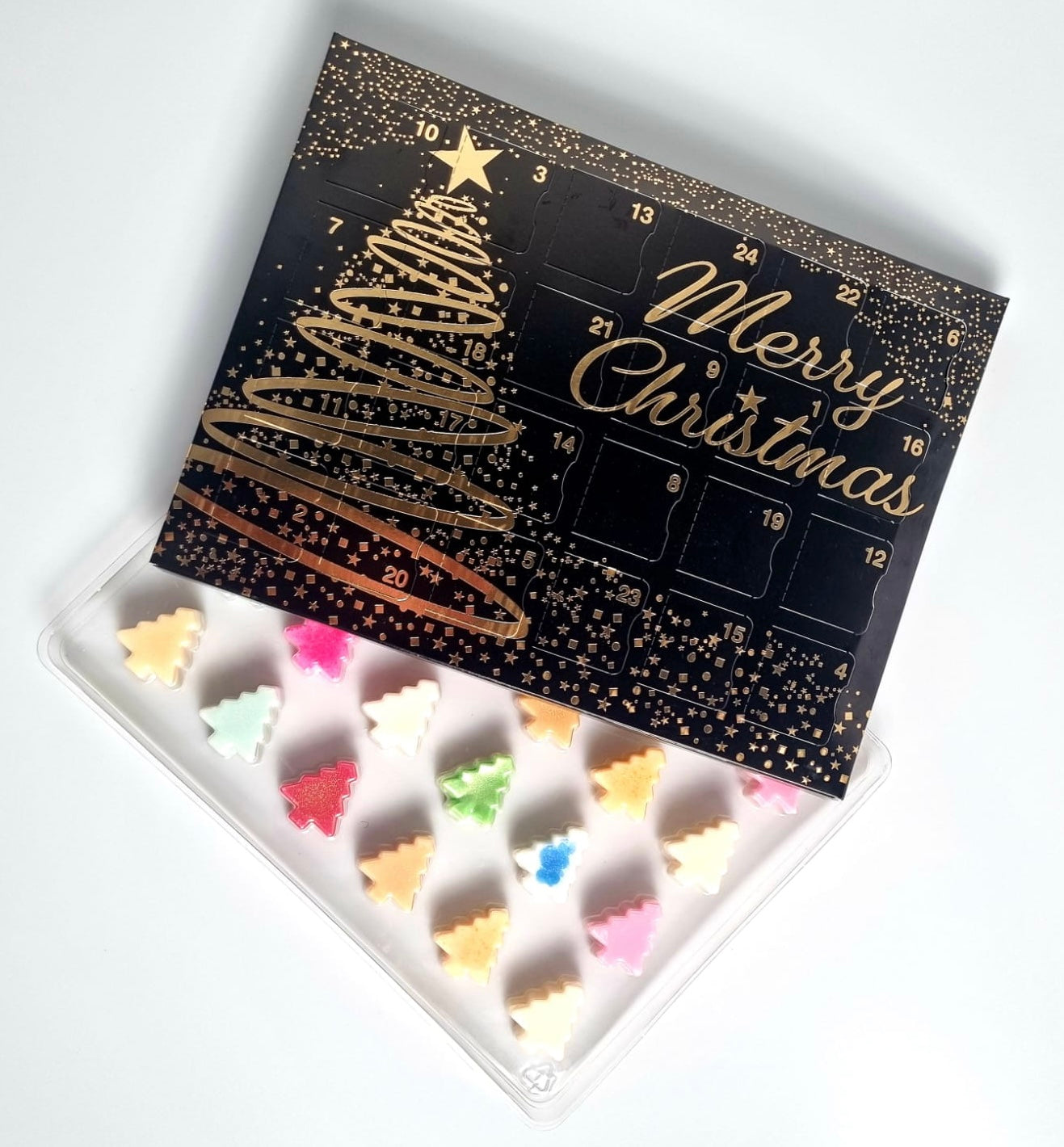 24 Cavity Christmas Tree ADVENT  Wax Melt Clamshell - (BLACK-GOLD)