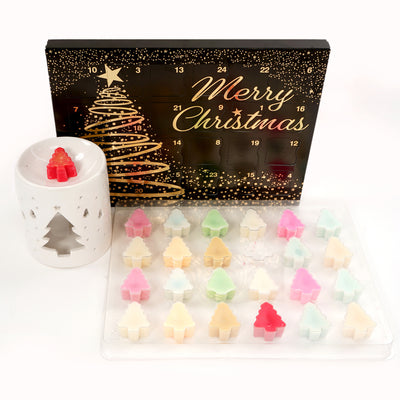 24 Cavity Christmas Tree ADVENT  Wax Melt Clamshell - BLACK-GOLD