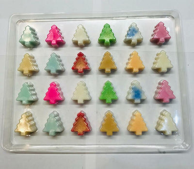 24 Cavity Christmas Tree ADVENT  Wax Melt Clamshell - WHITE-SILVER