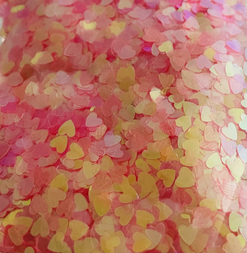 Translucent Pink Hearts Glitter - H28